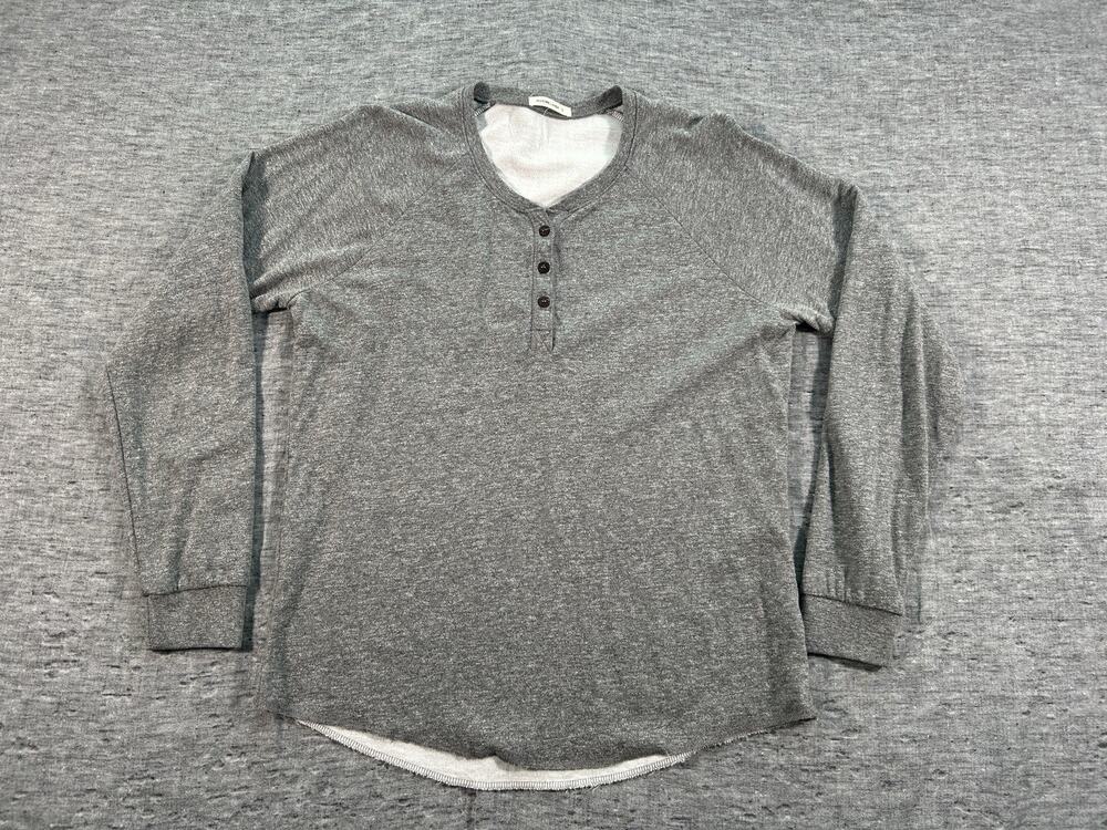 Marine Layer Henley Top Womens Large Heather Grey Long Sleeve Casual Shirt